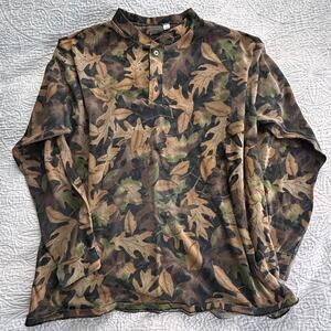 TruLeaf camo long sleeve henley shirt, XXL